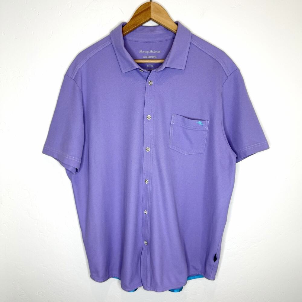 Tommy Bahama IslandZone Supine Cotton Full Button Short Men’s XL Lavender Purple
